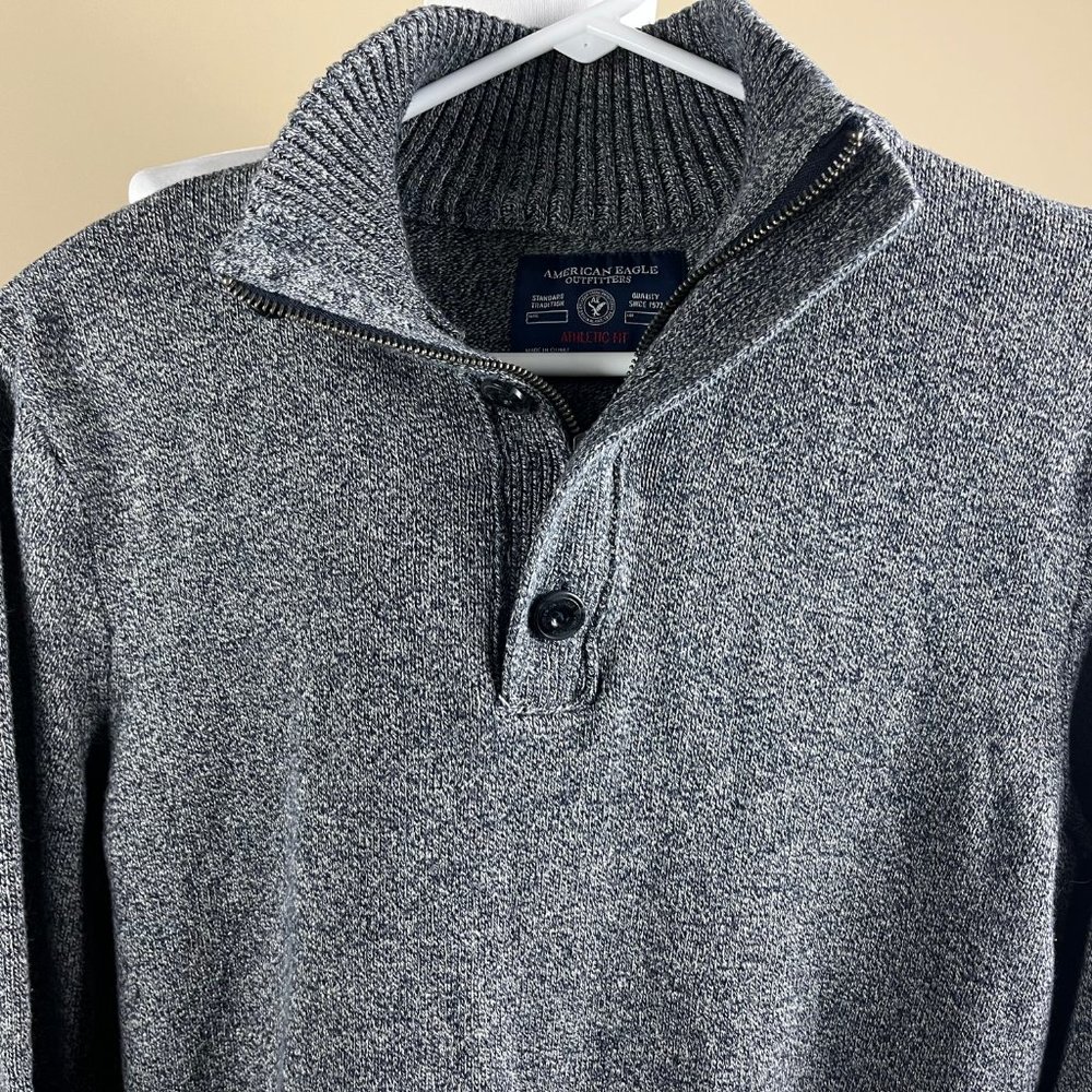 American Eagle Outfitters Men's Long Sleeve Sweater Size L Gray Black Heathered